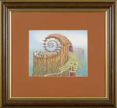 Jacek Yerka, Granitowy Potok, 1997, kredki, ołówek, papier