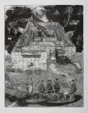Jerzy Jędrysiak, Nocne manewry łapaczy psów, 1994, linoryt, papier