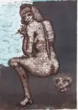 Akt siedzący by Jan Lebensztejn, 1973, litografia barwna, papier, sold Aug 2014