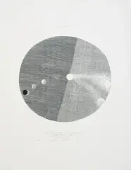 Andrzej Smoczyński, Słońce, księżyc, smuga cienia, pępowina, 1986-198, wypukłodruk, papier