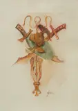 Ilustracja do scenografii do Pana Twardowskiego by Jan Marcin Szancer, akwarela, gwasz, papier, sold Aug 2014