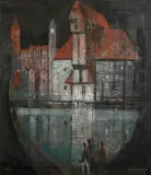 Konstanty Gorbatowski, ŻURAW GDAŃSKI, 1964, olej, płótno