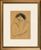 PÓŁAKT CIEMNOWŁOSEJ DZIEWCZYNY by Rajmund Kanelba, tusz lawowany, papier, sold Jul 2014