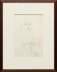 SZKICE DWÓCH GŁÓW KOBIECYCH by Jacek Malczewski, tusz pióro, papier, sold Jul 2014