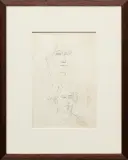Jacek Malczewski, SZKICE DWÓCH GŁÓW KOBIECYCH, tusz pióro, papier
