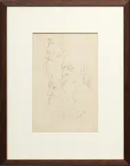 SZKICE TRZECH GŁÓW MĘSKICH by Jacek Malczewski, tusz pióro, papier, sold Jul 2014