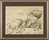 Teresa Roszkowska, ŚPIĄCE OWCE, 1952, tusz pędzel, lawowany, papier kremowy