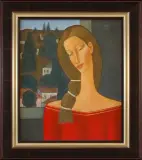 Roman Zakrzewski, DZIEWCZYNA NA TLE OKNA, 2002, olej, płótno
