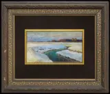 Teodor Ziomek, RZEKA WŚRÓD ŚNIEGÓW, 1934, olej, płótno