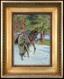 Jerzy Kossak, SZWOLEŻER Z KONIEM, 1924, olej, płótno naklejone na tekturę