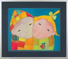 Bogna Czechowska, DWOJE DZIECI, 2000, tempera, pastele olejne, werniks, papier