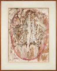 Jan Lebensztejn, FIGURE, 1963, sepia pióro, pędzel, akwarela, papier