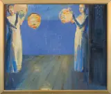Michał Zaborowski, KOBIETY Z LAMPIONAMI, olej, płótno