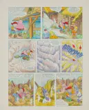 Janusz Christa, Kajko i Kokosz - Mirmił w opałach, ok. 1990, blaudruk, akwarela, papier