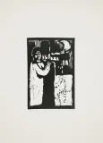 Kochankowie II, z cyklu Judaica by Jerzy Duda-Gracz, 1964, linoryt, papier, sold Apr 2014