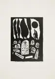 Cmentarz, z cyklu Judaica by Jerzy Duda-Gracz, 1964, linoryt, papier, sold Apr 2014