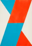 Hermann Glöckner, Kompozycja czerwono-niebieska, 1971, monotypia, papier