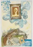 Kompozycja z obrazem i ptakiem by Jan Lebensztejn, litografia barwna, karton, sold Apr 2014