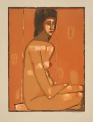 Jerzy Nowosielski, Akt pomarańczowy, 1997, serigrafia barwna, papier kremowy