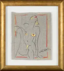 Joanna Sarapata, Akt, 2014, akryl, pastel, węgiel, płótno