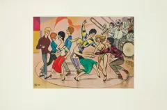 Dancing by Jerzy Szelągowski, 1957, tusz, gwasz, papier, sold Apr 2014