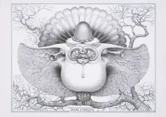 Jacek Yerka, Zegar z kukułką, 2014, ołówek, karton
