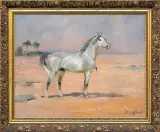 Jerzy Kossak, BIAŁY ARAB, przed / lub 1936, olej, sklejka