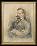 Antoni Kamieński, PORTRET MĘŻCZYZNY, kredka, ołówek, gwasz, papier