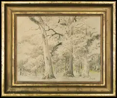 DĘBY by Leon Wyczółkowski, kredka barwna, papier, sold Mar 2014