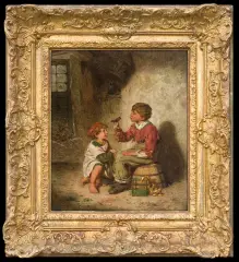 Edwin Roberts, DZIECI ZE SZCZYGŁEM, 1880, olej, deska