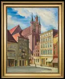 Edward Karniej, KOŚCIÓŁ WNIEBOWZIĘCIA NMP W TORUNIU, 1940, olej, tektura