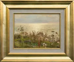 OSTY NA BRZEGU MORZA. RUGIA by Ferdynand Ruszczyc, 1896, olej, płótno naklejone na tekturę, sold Mar 2014