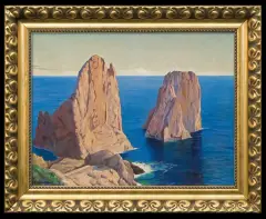 Paul Lothar Müller, CAPRI. SKAŁY FARAGLIONI, olej, płótno