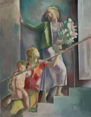 Wacław Borowski, POWRÓT ZE SPACERU, olej, płótno