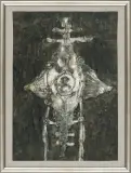 Jan Lebensztejn, FIGURA, 1963, tusz pióro, pędzel, gwasz, papier milimetrowy