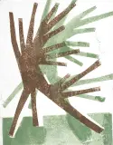 Hermann Glöckner, Kompozycja zielono-brązowa, 1968/72, monotypia barwna, papier