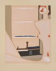 Jerzy Nowosielski, Akt na tle okna, 1999, serigrafia barwna, papier kremowy
