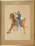 Gustaw Rogalski, Wyjazd z Oleandrów 1914 r., 1924, litografia barwna, papier kremowy