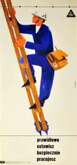 Andrzej Zbrożek, Prawidłowo ustawisz, bezpiecznie pracujesz, 1968, offset barwny, papier