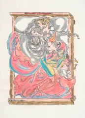 Scena miłosna by Maja (Maria) Berezowska, tusz, pióro akwarela, papier kremowy, sold Feb 2014