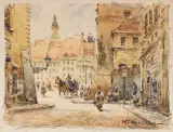 Rynek Starego Miasta w Warszawie by Władysław Chmieliński, akwarela, karton, offered Feb 2014