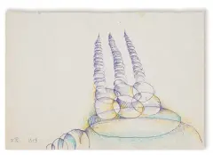Kompozycja by Erna Rosenstein, 1979, długopisy barwne, papier kremowy, sold Feb 2014