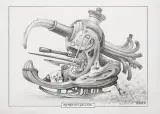 Potrójny salchow by Jacek Yerka, 2013, ołówek, karton, sold Feb 2014