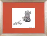 Dragon Car by Jacek Yerka, kredki barwne, ołówek, papier, sold Feb 2014