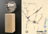 Maska by Igor Mitoraj, 1977, brąz srebrzony, podstawa kamienna, sold Jan 2014
