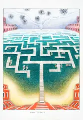 Jacek Yerka, Port zimowy, 2013, kredka, karton