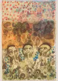 Kompozycja z trębaczami by Jan Lebensztejn, litografia barwna, papier, sold Dec 2013
