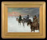 Jerzy Kossak, ODWRÓT WIELKIEJ ARMII SPOD MOSKWY, 1935, olej, sklejka