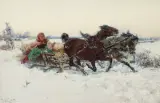 Jaroslav Věšín, SANNA. DZIEWCZYNA W SANIACH, ok. 1900, olej, deska