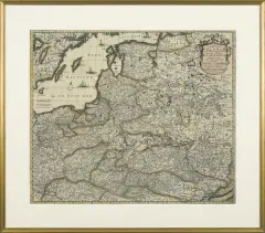 Frederick de Wit, MAPA POLSKI, ok. 1710, miedzioryt kolorowany ręcznie, papier żeberkowy
